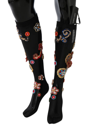 Schwarze Stretch-Carretto-Kristallsocken