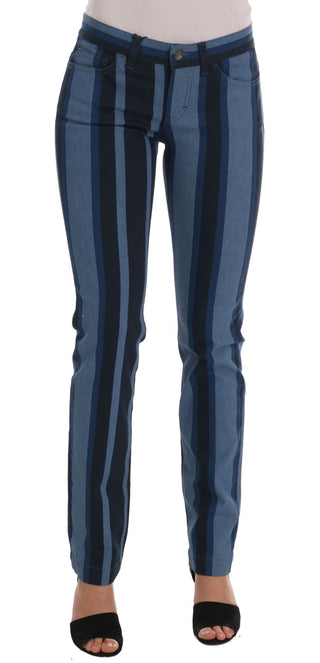 Jeans de algodón a rayas GIRLY azules