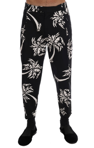 Pantalones de algodón elásticos negros Tree