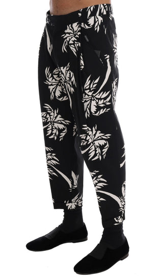 Pantalones de algodón elásticos negros Tree