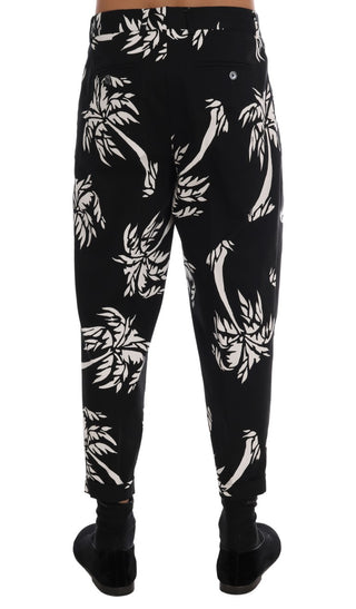 Pantalones de algodón elásticos negros Tree