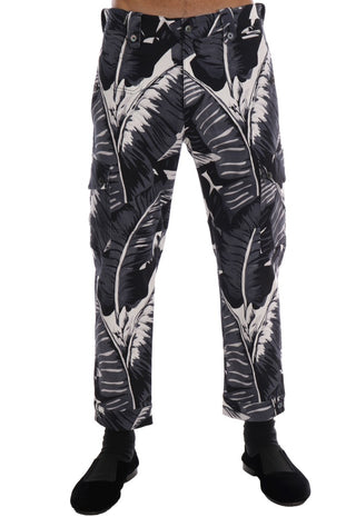 Graue Baumwollhose mit Bananenblättern