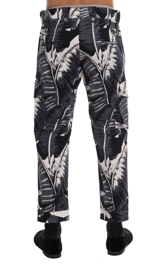 Graue Baumwollhose mit Bananenblättern