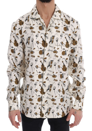 Camisa de seda blanca con estampado JAZZ