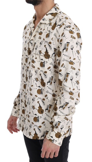 Camisa de seda blanca con estampado JAZZ