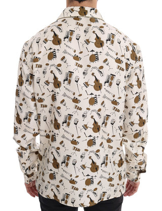 Camisa de seda blanca con estampado JAZZ
