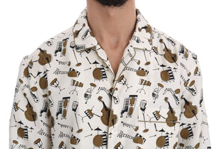 Camisa de seda blanca con estampado JAZZ