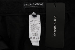 Shorts capri de brocado de cintura alta negros