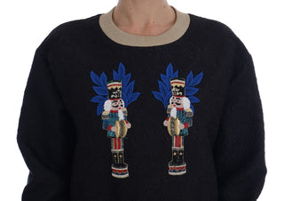 Schwarzer Märchen-Brokat-Pullover mit Reißverschluss