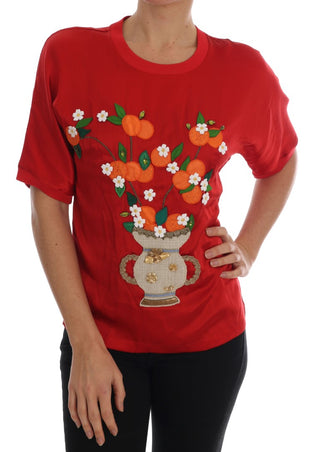 Rote Seide Orange Vase Kristallaufsatz