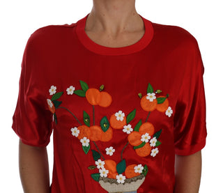 Rote Seide Orange Vase Kristallaufsatz