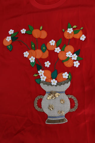 Rote Seide Orange Vase Kristallaufsatz