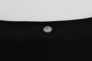 Schwarzes Modalsilk-Shiftkleid bis zum Knie