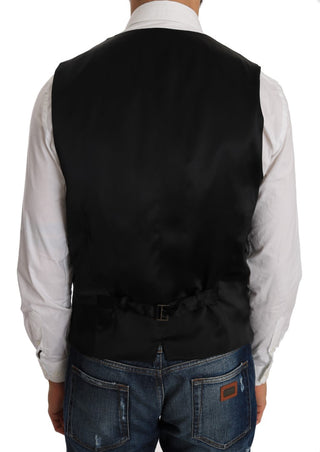Graue, gemusterte Weste aus Wolle im Slim Fit