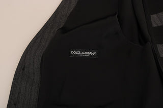 Graue, gemusterte Weste aus Wolle im Slim Fit