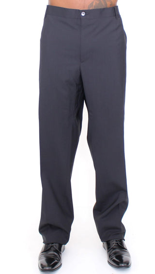Pantalones Plisados Negros de Lana Elástica