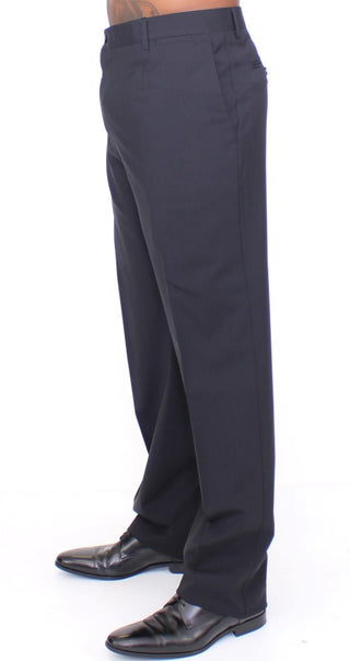 Pantalones Plisados Negros de Lana Elástica