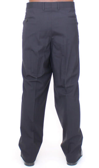 Pantalones Plisados Negros de Lana Elástica
