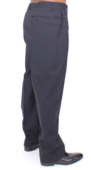 Pantalones Plisados Negros de Lana Elástica