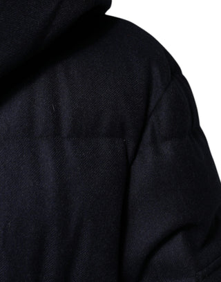 Chaqueta acolchada con capucha para hombre en nylon negro