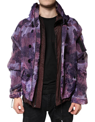 Chaqueta blusón con capucha para hombre en camuflaje púrpura