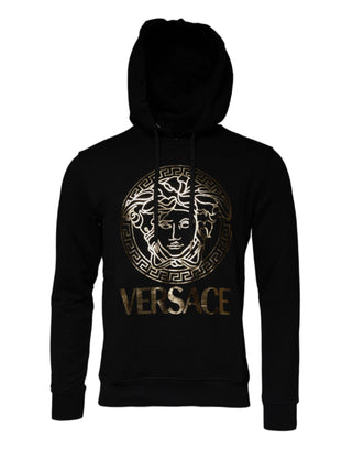 Schwarzer Medusa Baumwoll-Kapuzenpullover Pullover Sweatshirt