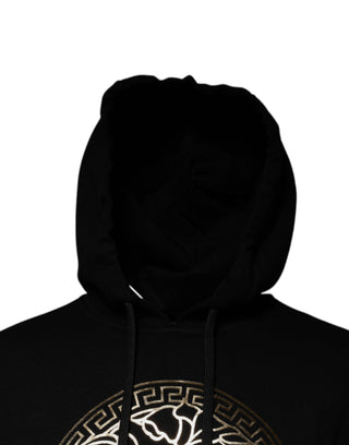 Schwarzer Medusa Baumwoll-Kapuzenpullover Pullover Sweatshirt