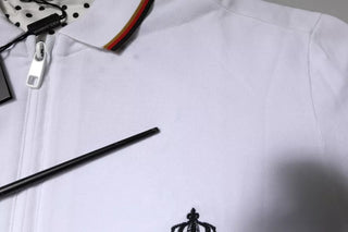 Sudadera blanca para hombre con cremallera completa y corona