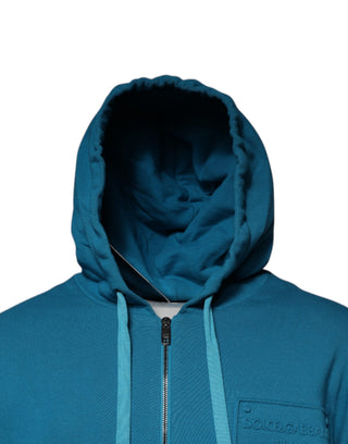 Sudadera azul con capucha y logo de algodón