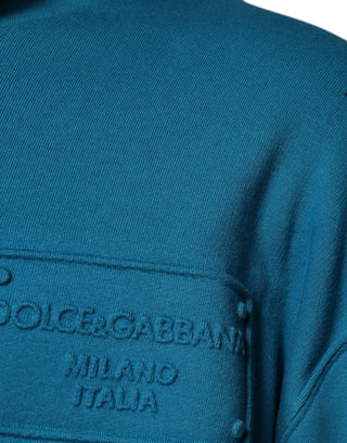 Sudadera azul con capucha y logo de algodón