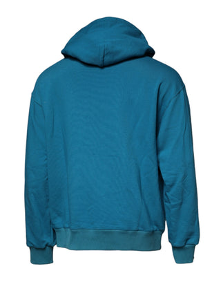 Sudadera azul con capucha y logo de algodón