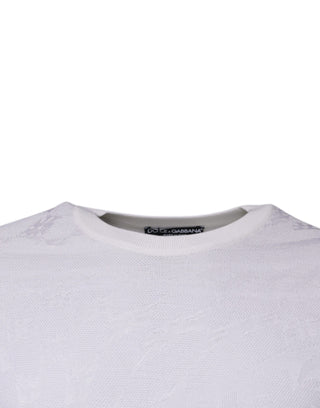 Weißer Seiden-Rundhals-Herrenpullover