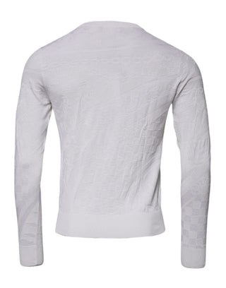 Weißer Seiden-Rundhals-Herrenpullover
