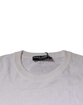 Weißer Seiden-Rundhals-Herrenpullover