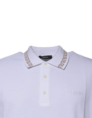 Weißes Viscose Poloshirt für Herren mit Kragen und kurzen Ärmeln
