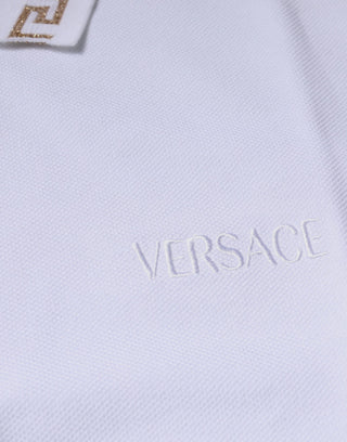 Weißes Viscose Poloshirt für Herren mit Kragen und kurzen Ärmeln