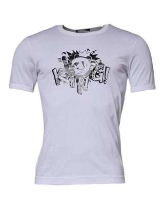 Weißes Panda King Baumwoll-Rundhals-T-Shirt