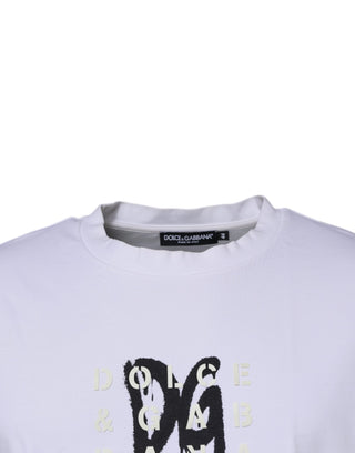 Weißes T-Shirt mit Rundhalsausschnitt, kurzen Ärmeln und DG-Logo