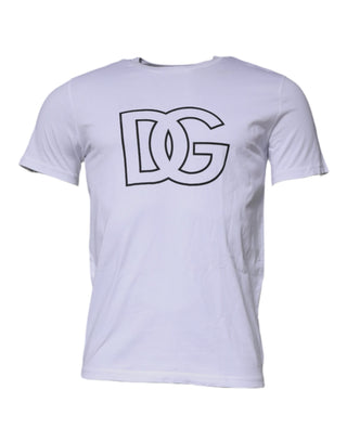 Camiseta blanca DG Logo de algodón con cuello redondo
