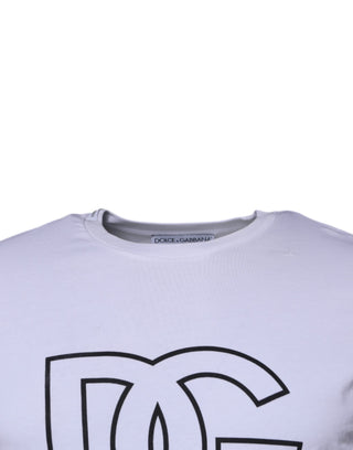 Camiseta blanca DG Logo de algodón con cuello redondo
