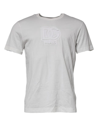 Camiseta blanca DG Logo de algodón con cuello redondo