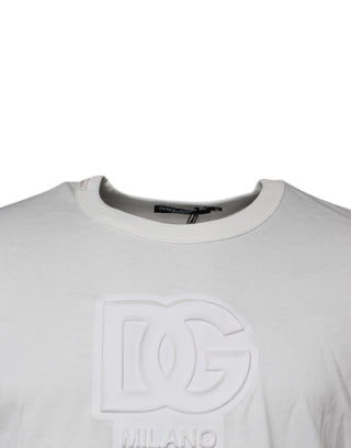 Camiseta blanca DG Logo de algodón con cuello redondo