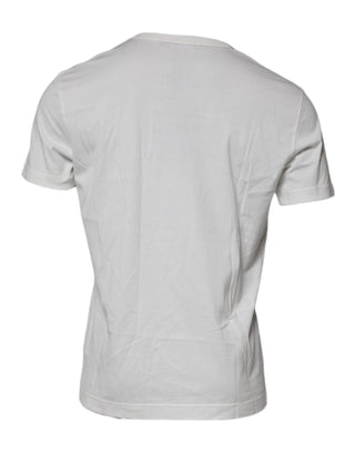 Camiseta blanca DG Logo de algodón con cuello redondo