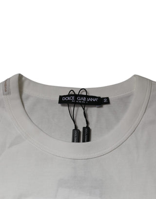 Camiseta blanca DG Logo de algodón con cuello redondo
