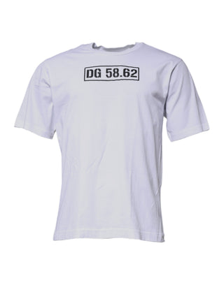 Camiseta blanca DG Logo de algodón con cuello redondo