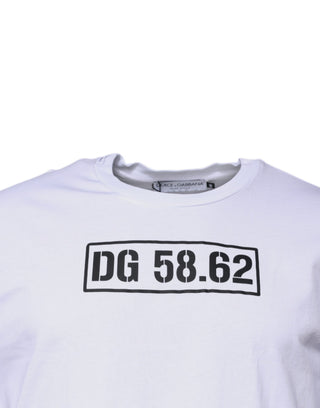 Camiseta blanca DG Logo de algodón con cuello redondo