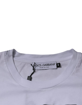 Camiseta blanca DG Logo de algodón con cuello redondo