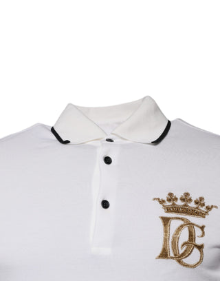Camiseta polo con cuello de algodón color blanco roto