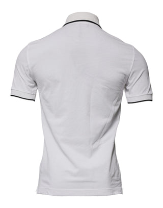 Camiseta polo con cuello de algodón color blanco roto