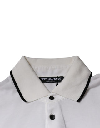 Camiseta polo con cuello de algodón color blanco roto